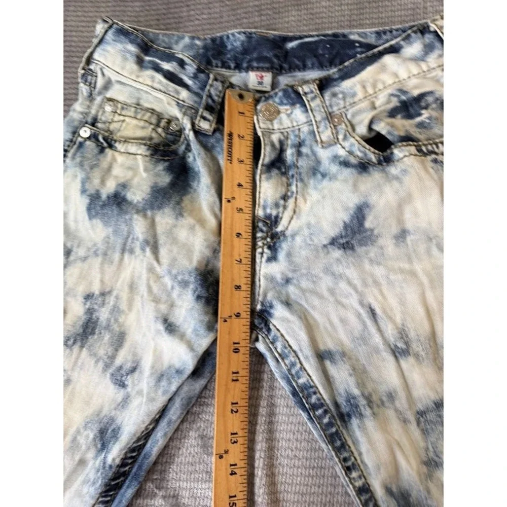 True Religion Mens Acid Wash Straight Leg Denim Jeans Blue White Size 30X33.